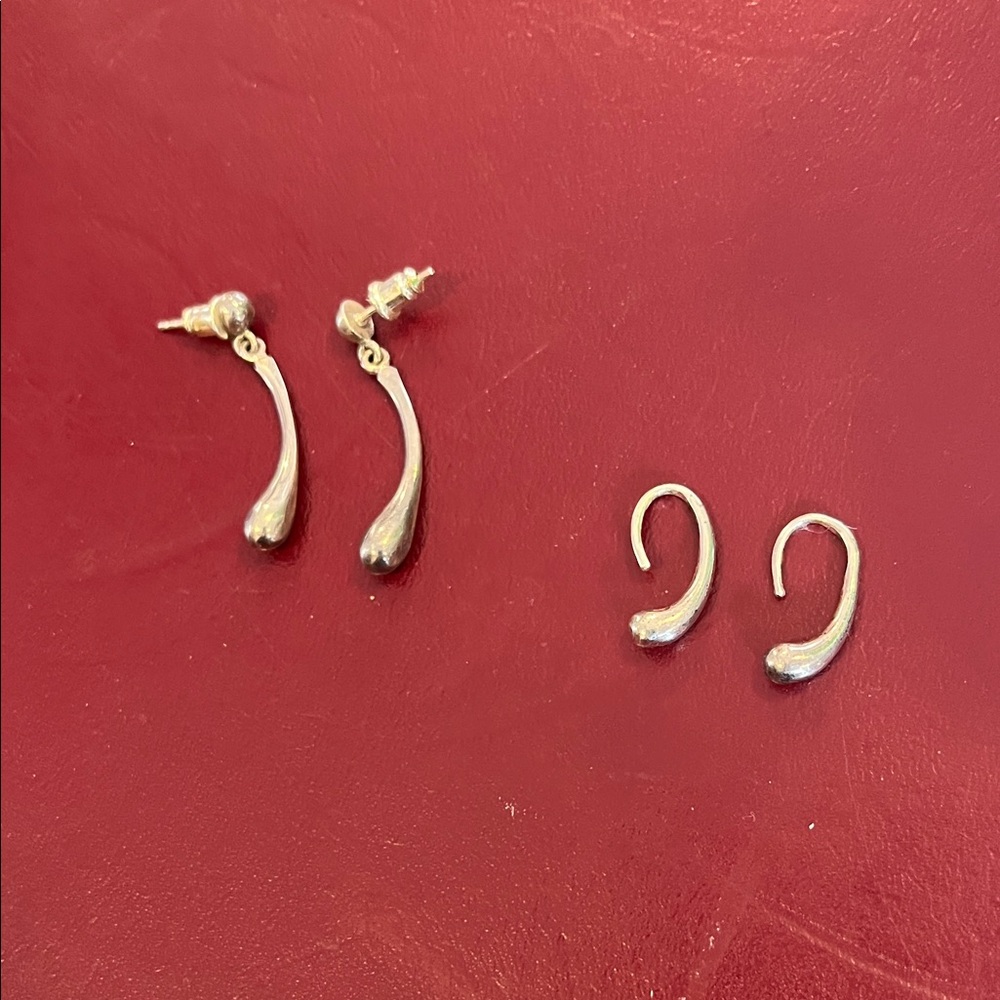 2 pairs of Silver Drop Earrings